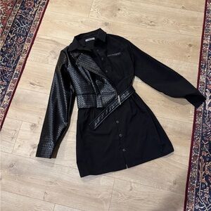 Maniere De Voir Black Quilted Sleeve Dress